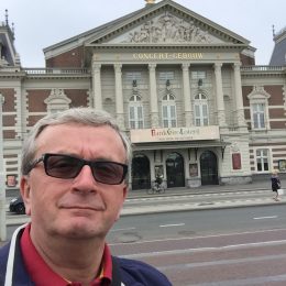 Outside the Concertgebouw, Amsterdam, before conducting a concert - Sept 2018